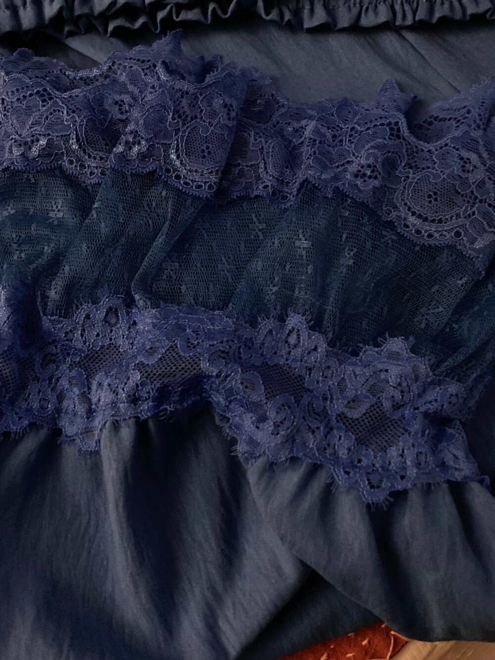 Excellent Condition, SZ L, Lace Bottom Bloomer Pants, Blue - Picture 3 of 4